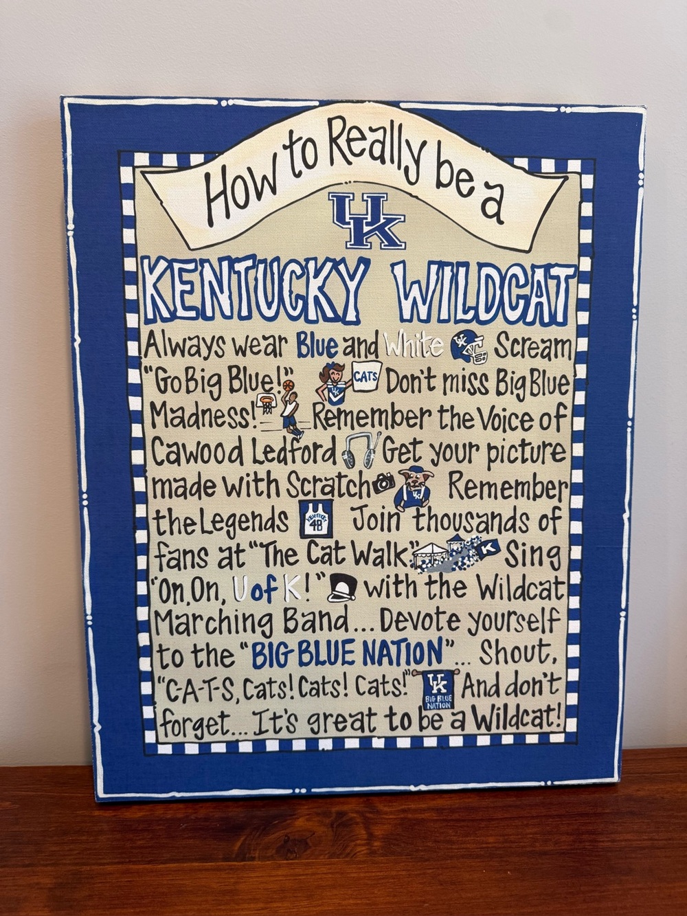 University of Kentucky Wildcats 16x20 Canvas Wall Art UK Big Blue